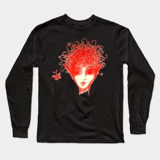 Red Elf Looking at a Butterfly Long Sleeve T-Shirt